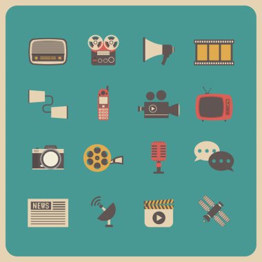Retro iletişim Icon set