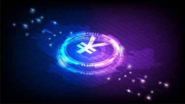 Dijital arkaplanda Isometric Yuan işareti