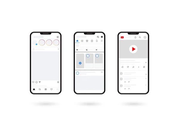 Mockup Smartphone Com Sombra Layout Mídia Social —  Vetores de Stock