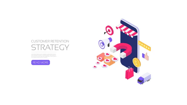 Estrategia Retención Clientes Tienda Online Marketing Online — Vector de stock