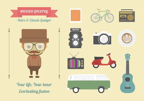 Hipster. —  Vetores de Stock