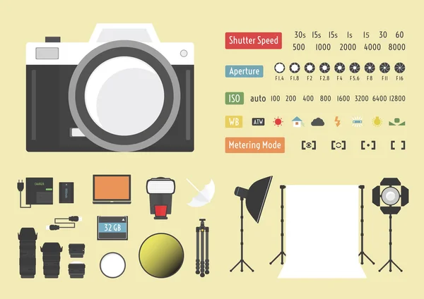 Camera accessories — Stock Vector