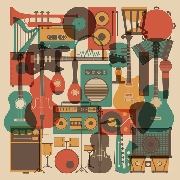 Todos los instrumentos de música — Vector de stock