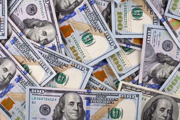 Pilha de notas de dólar, fundo de negócios — Fotografia de Stock