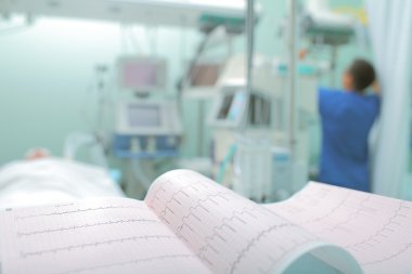 Sağlık personeli hasta ile çalışma arka plan, EKG 