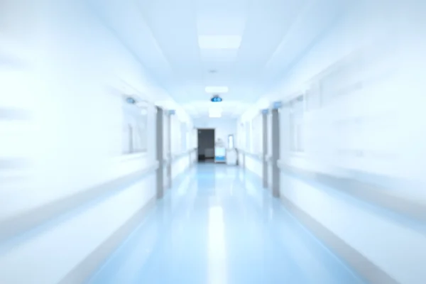 Long corridor of hospital building, defocused background — Stock Photo, Image