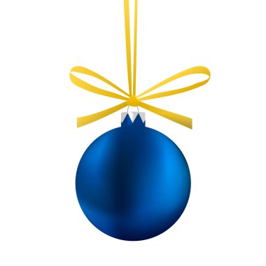 Bir yay ile mavi Noel top. İzole illüstrasyon