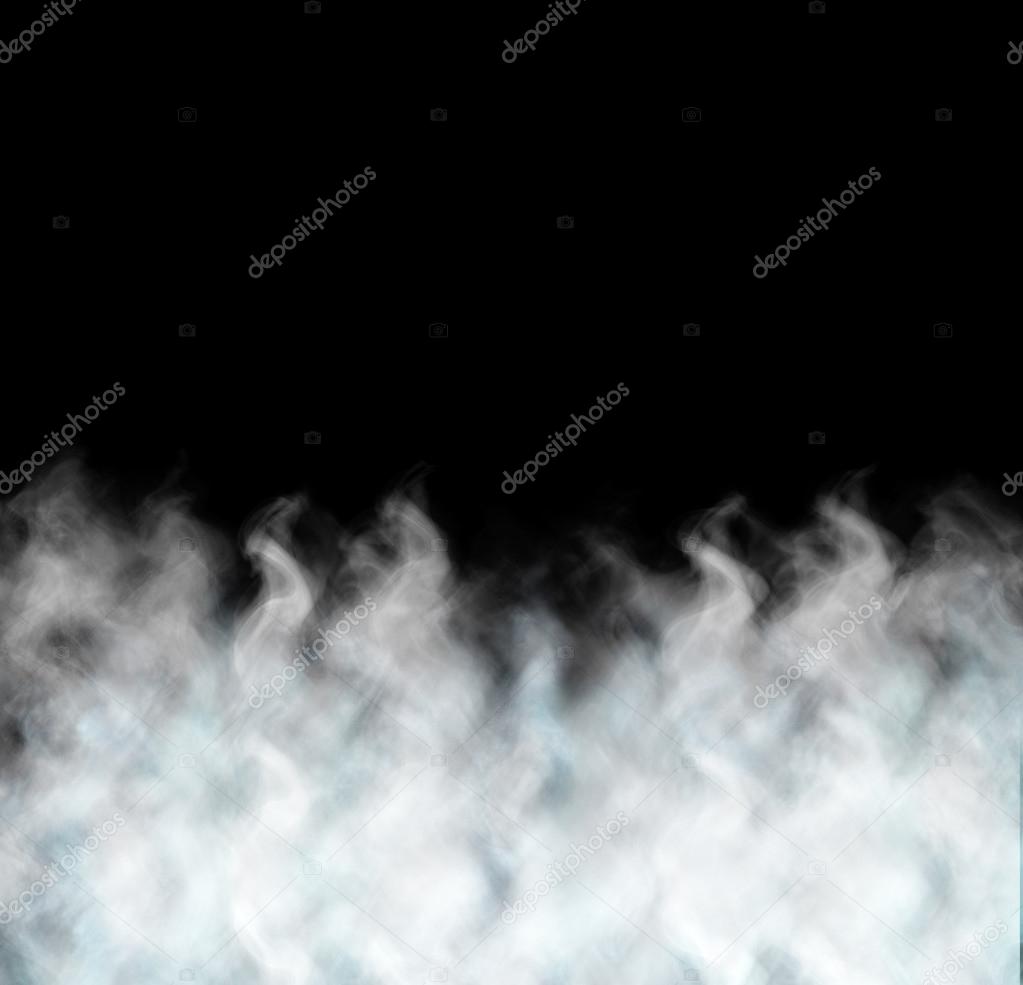 Dense smoke isolated on black background