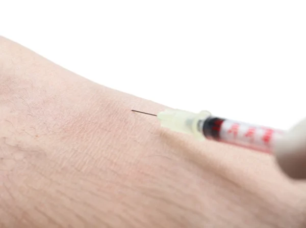 Intraveneuze injectie geïsoleerd close-up — Stockfoto