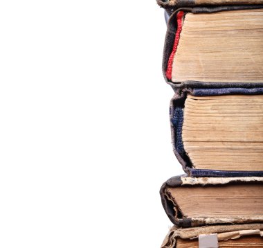 Eski kitaplar omurga bir yığın halinde