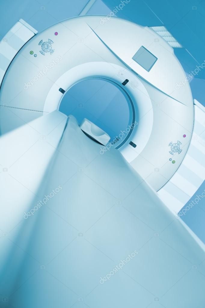 CT scanner is ready to receive the patient