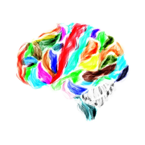 水彩絵の具で描かれた人間の脳 — ストック写真