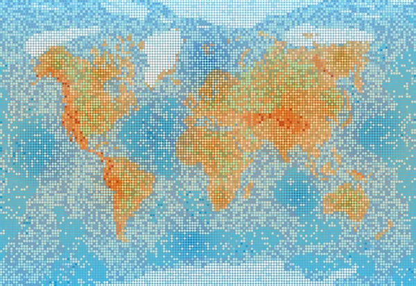 World map with relief depth and height — Stock Photo, Image