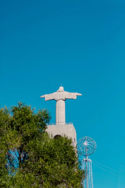 Вид Статую Монумент Святилище Христа Царя Сантуарио Кришито Лисбон Португалия — стоковое фото