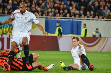LVIV, UKRAINE - APR 28: Steven Nzonzi (L) in action during the s