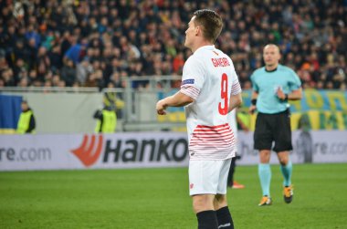 Lviv, Ukrayna - Nis 28: Kevin Gameiro eylem sırasında yarı 