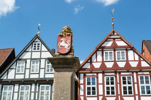 Casas de entramado de madera en el casco antiguo de Celle, Alemania Imágenes de stock libres de derechos