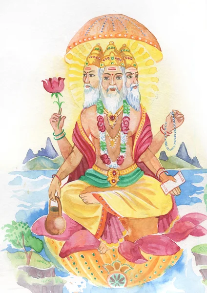 Beautiful god Brahma in the lotus — Stock Photo, Image