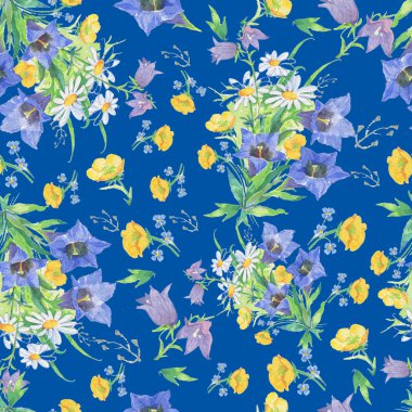 Suluboya çiçekli kusursuz desen