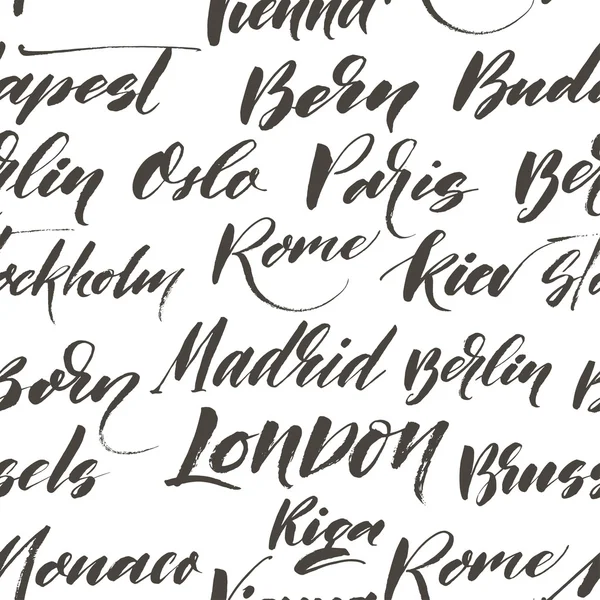 Ciudades cepillo moderno caligrafía — Archivo Imágenes Vectoriales
