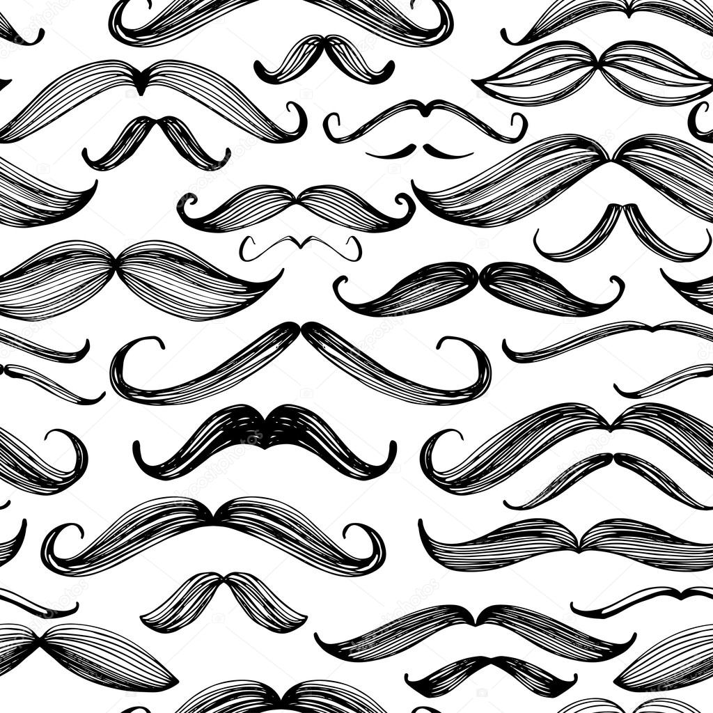 Seamless mustache in vintage style