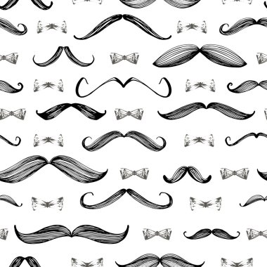 Elle çizilmiş bıyıklı dikişsiz desen. 