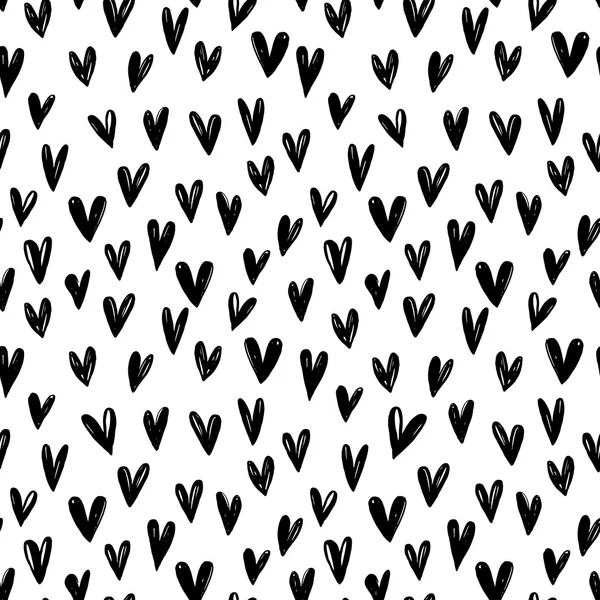 Seamless pattern with hand drawn hearts. — Stock Vector