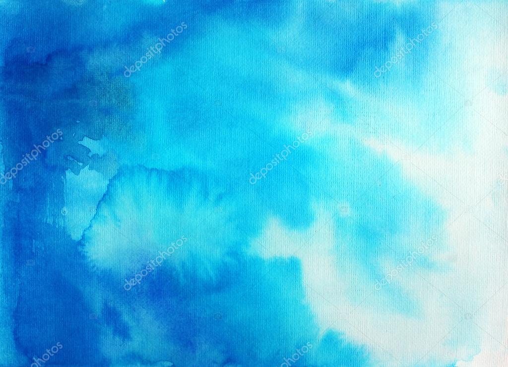 Abstract Blue Sky Watercolor Background Stock Photo
