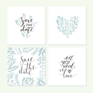 Düğün günü için kart koleksiyonu.