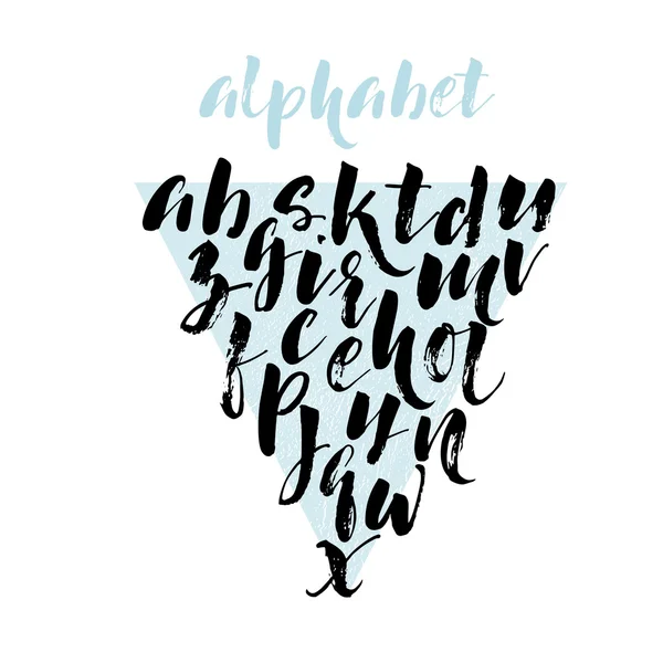 Kalligrafie alfabet geschreven met een borstel. — Stockvector