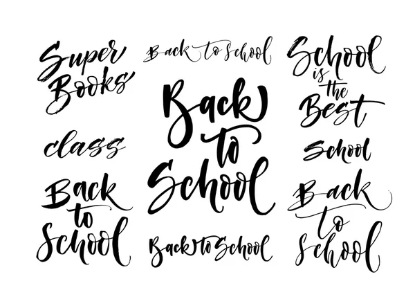 Insamling av tillbaka till skolan kalligrafiska mönster — Stock vektor