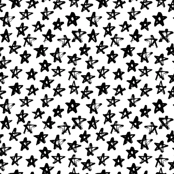 Seamless pattern with hand drawn stars — Stock Vector