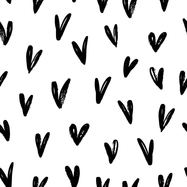 Nahtloses Muster mit handgezeichneten Herzen — Stockvektor