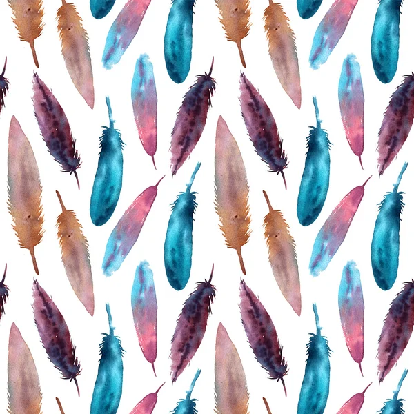 수채화 깃털으로 완벽 한 패턴 — 스톡 사진