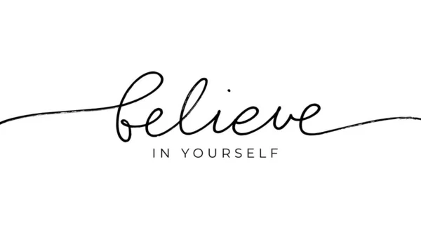 Believe in yourself vector lettering with swooshes — Stock Vector
