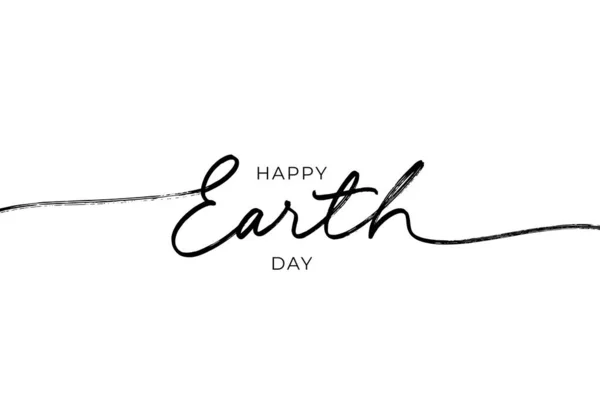Happy Earth Day Black Line Kalligrafie. — Stockvektor