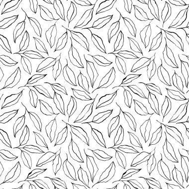 Siyah fırça ana hatları yapraklar ve dal desenleri. 