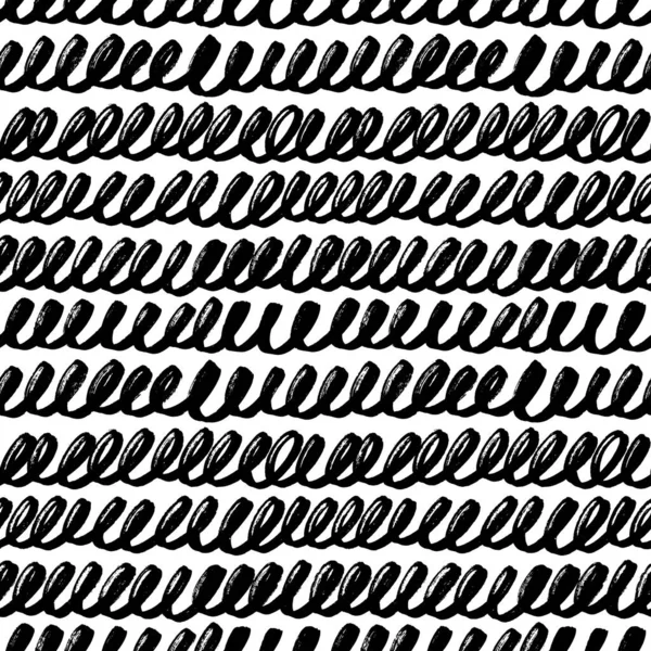 Handgetekende golvende lijnen vector naadloos patroon. — Stockvector