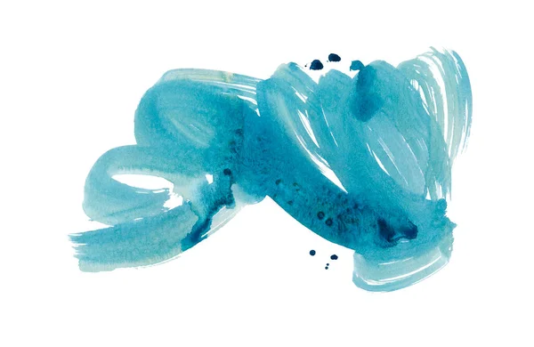 Forma de acuarela abstracta azul aislada sobre fondo blanco. —  Fotos de Stock