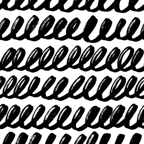 Lignes ondulées dessinées à la main motif sans couture vectoriel. — Image vectorielle