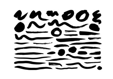 Siyah çizgiler, mürekkep fırçası darbeleri ve daireler.