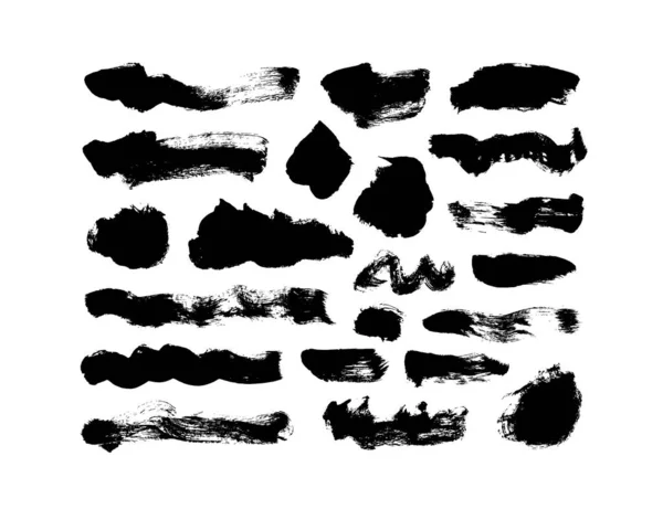 Peinture noire vectorielle, traits et lignes de pinceau à encre. — Image vectorielle