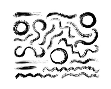 Kavisli siyah fırça darbeleri daireler çiziyor..