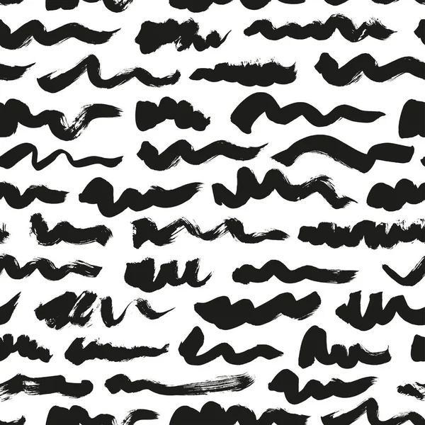 手描き波状ブラシストロークシームレスパターン — ストックベクタ