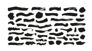 Vektör siyah boya, mürekkep fırçası darbeleri ve çizgiler.