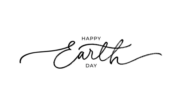 Happy Earth Day Black Line Kalligrafie. — Stockvektor