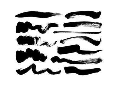 Siyah boya dalgalı fırça darbeleri vektör koleksiyonu