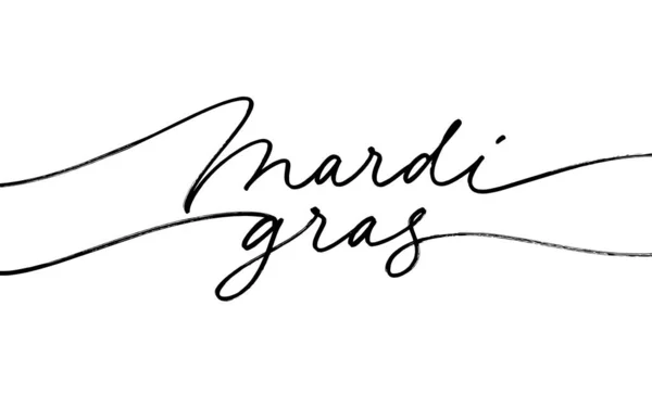 Mardi Gras letras desenhadas à mão com swooshes. — Vetor de Stock
