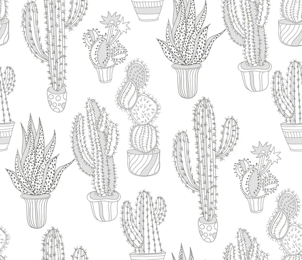 Hand drawn cactus pattern. Seamless background. — Stock Illustration Hand drawn cactus pattern. Seamless background. Vector Graphics