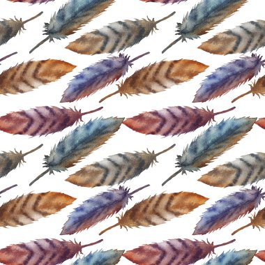 Suluboya tüyler ile seamless modeli.